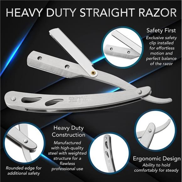 Straight Razor, Complete Straight Razors for Men Kit with 50 Single Blade Razors - Picture 2 of 7